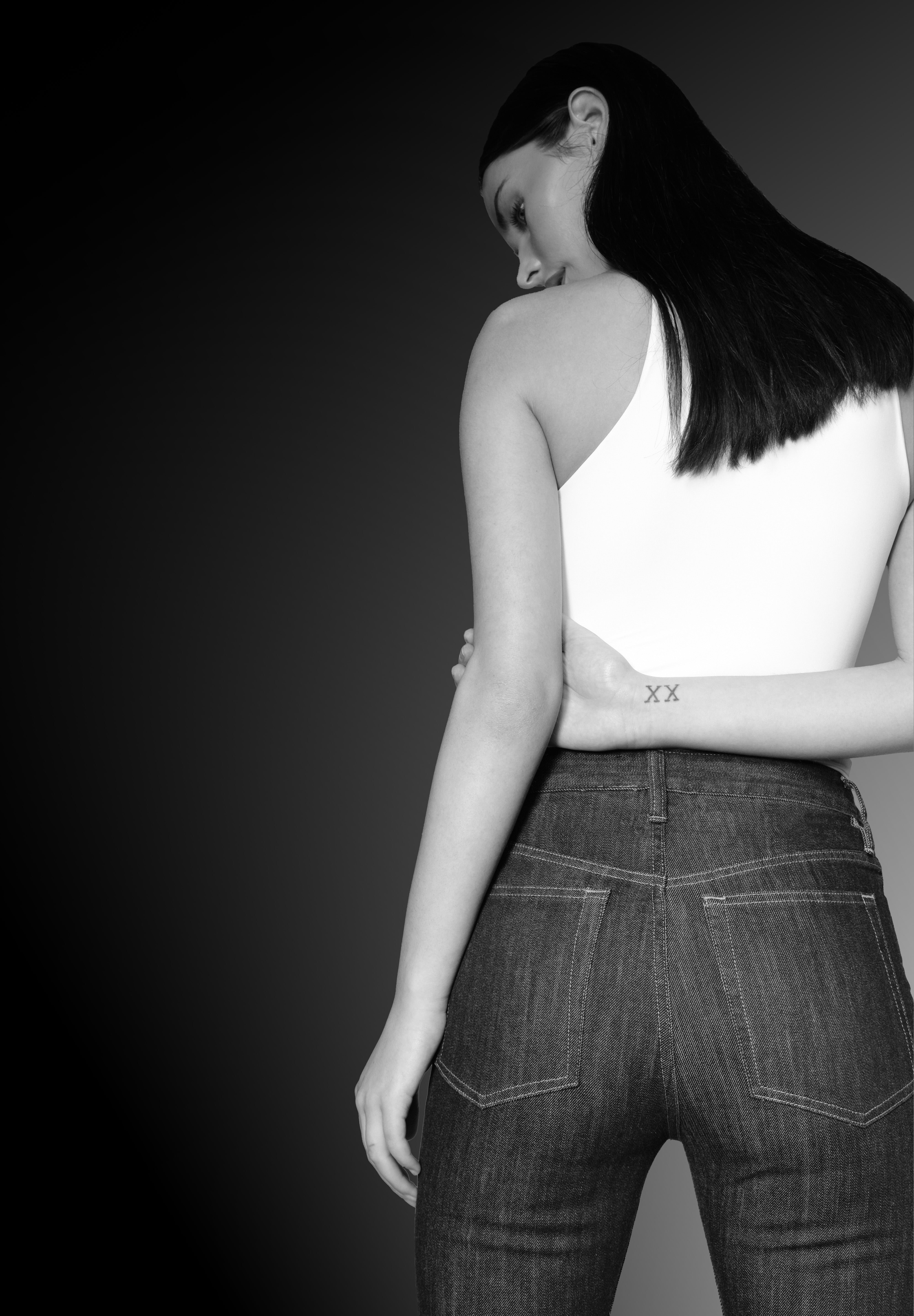 woman in denim jeans