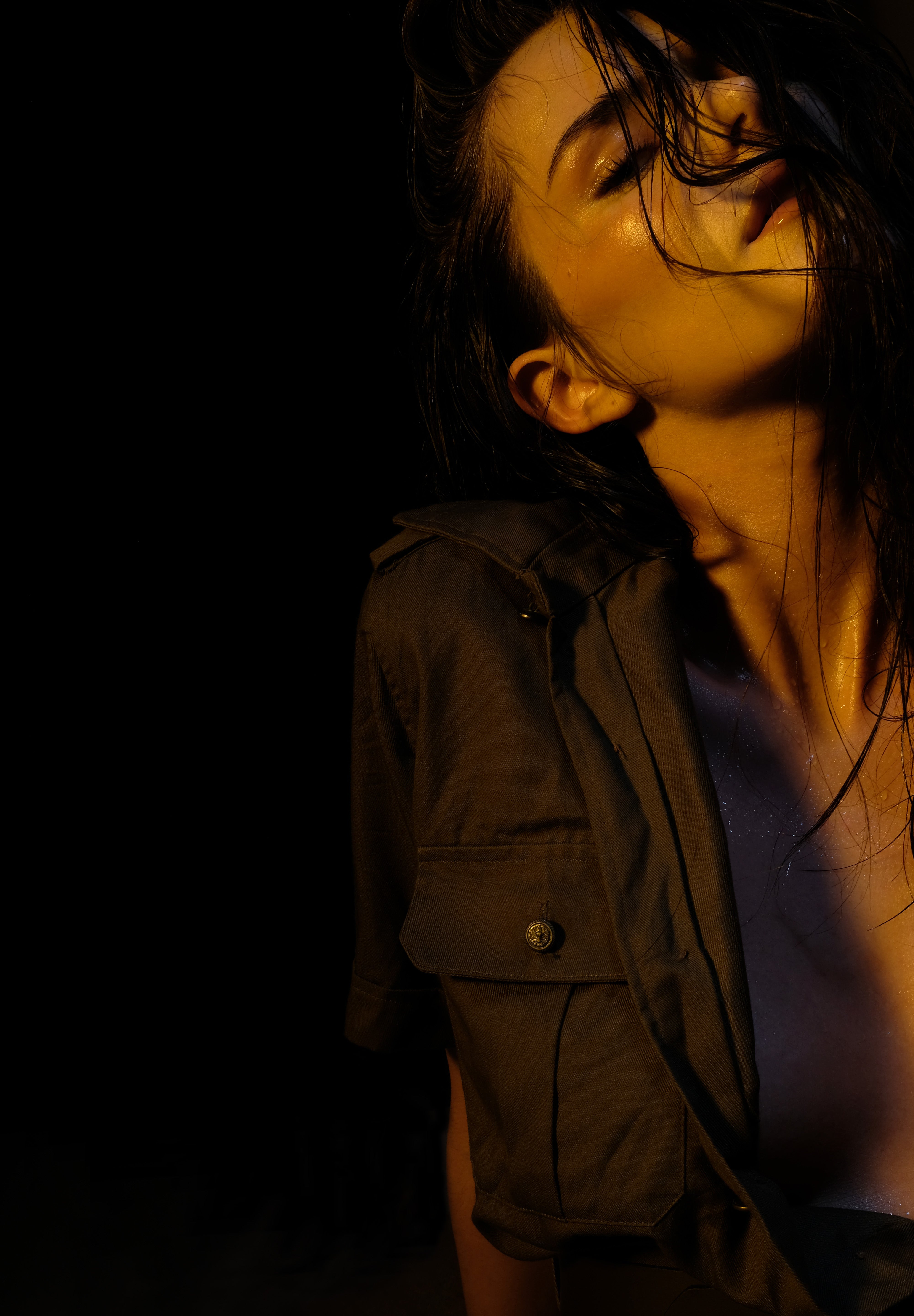 woman in safari shirt